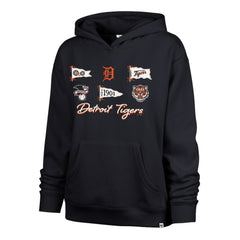 Detroit Tigers Women's Bow & Banners Naomi Hoodie Navy | 47 brand