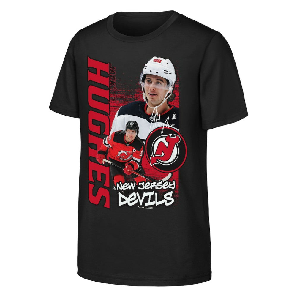 Jack Hughes New Jersey Devils Outerstuff Youth Playmaker T-Shirt Black
