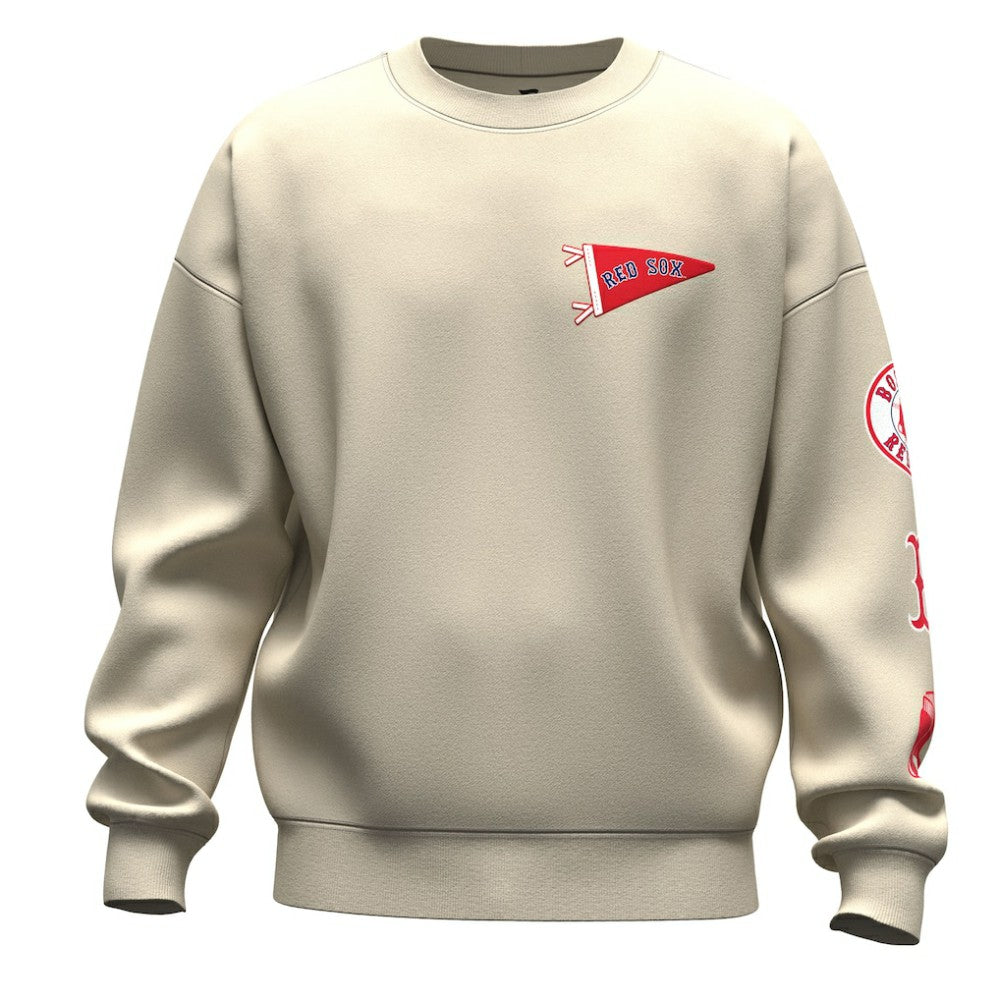Boston Red Sox Unisex Spirit Jersey Fleece Crewneck Pennant Sweatshirt Tan