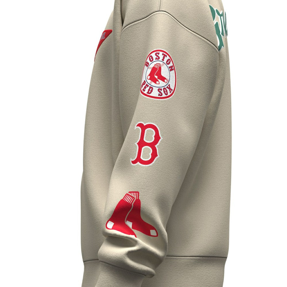 Boston Red Sox Unisex Spirit Jersey Fleece Crewneck Pennant Sweatshirt Tan