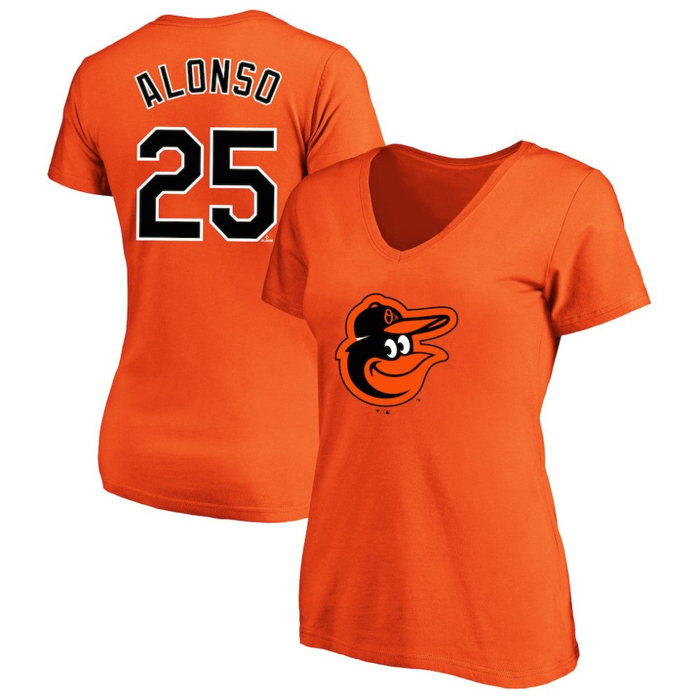 Pete Alonso Baltimore Orioles Profile Women's Plus Size Name & Number V-Neck T-Shirt Orange