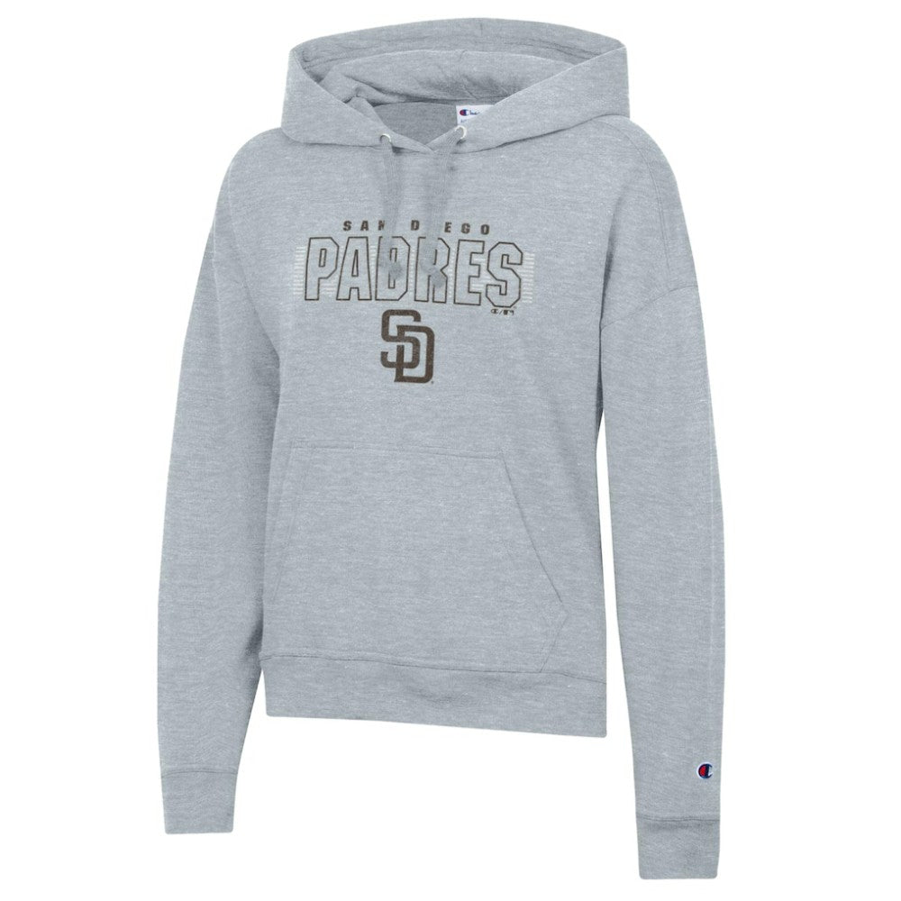San Diego Padres Champion Women's Distressed Powerblend Hoodie Heather Gray
