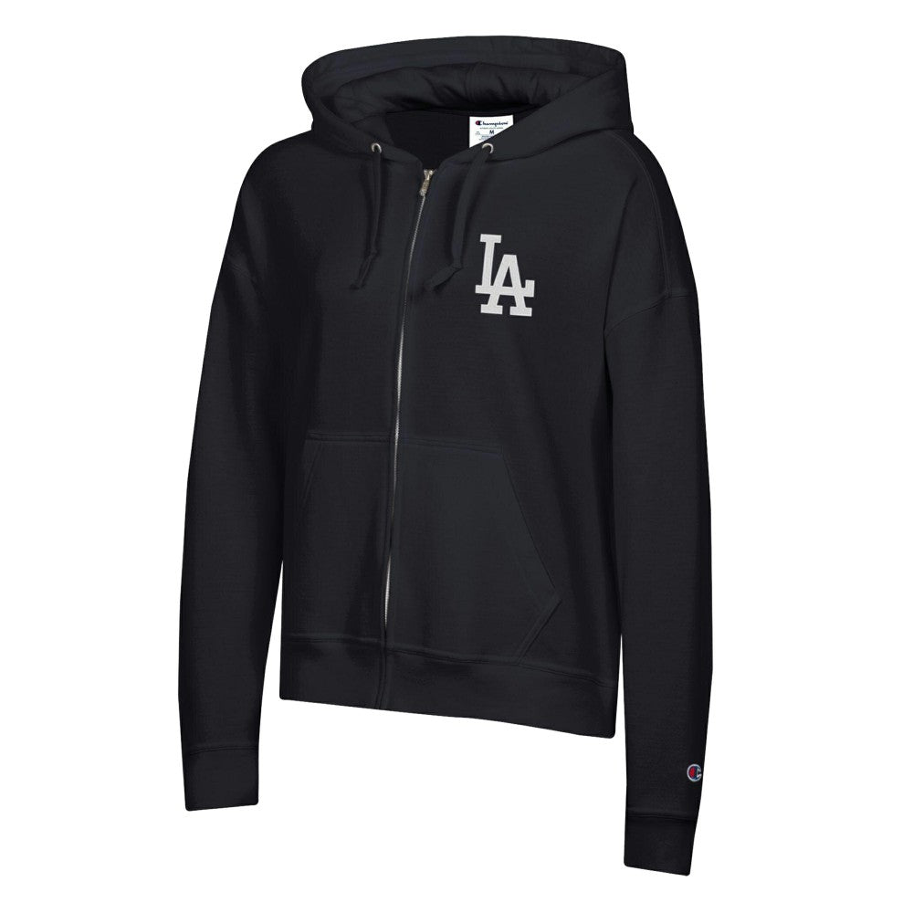 Los Angeles Dodgers Champion Women's Powerblend Fleece Full-Zip Hoodie Black