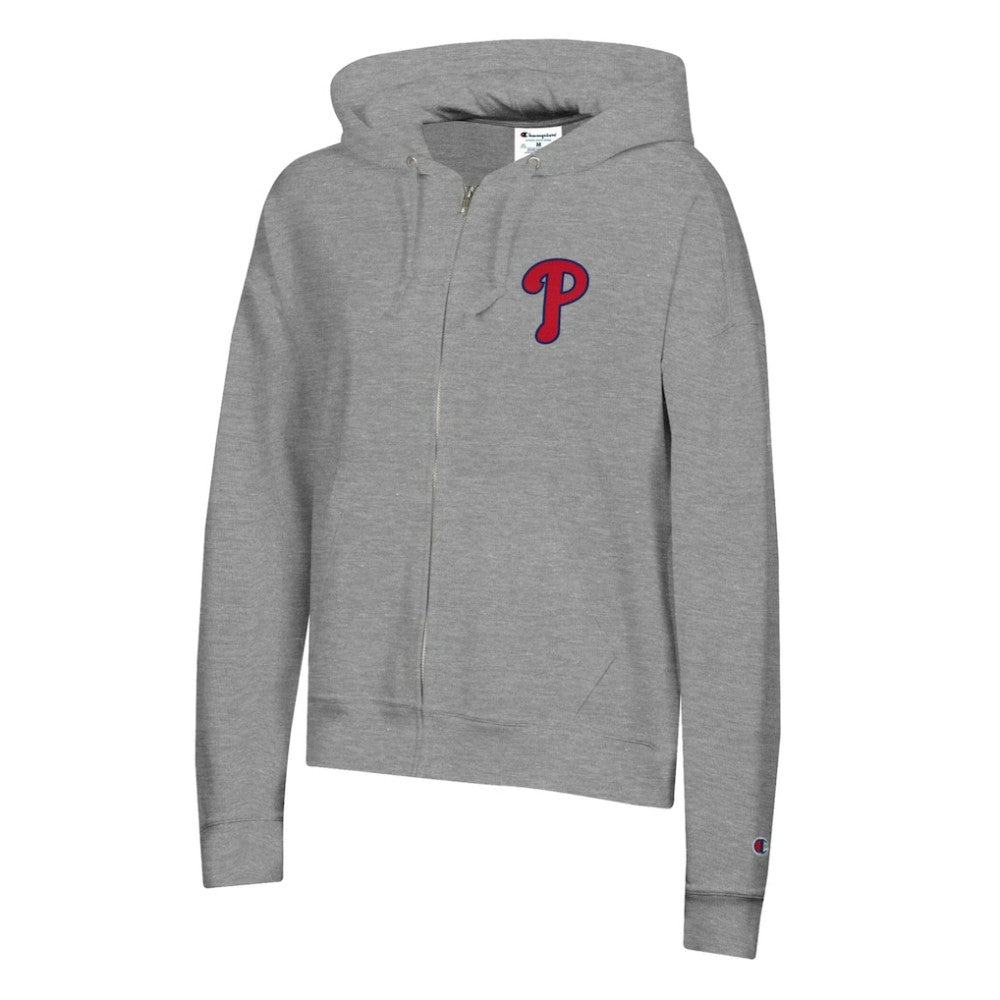 Philadelphia Phillies Champion Women's Powerblend Fleece Full-Zip Hoodie Heather Gray