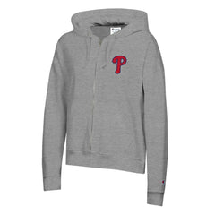 Philadelphia Phillies Champion Women's Powerblend Fleece Full-Zip Hoodie Heather Gray
