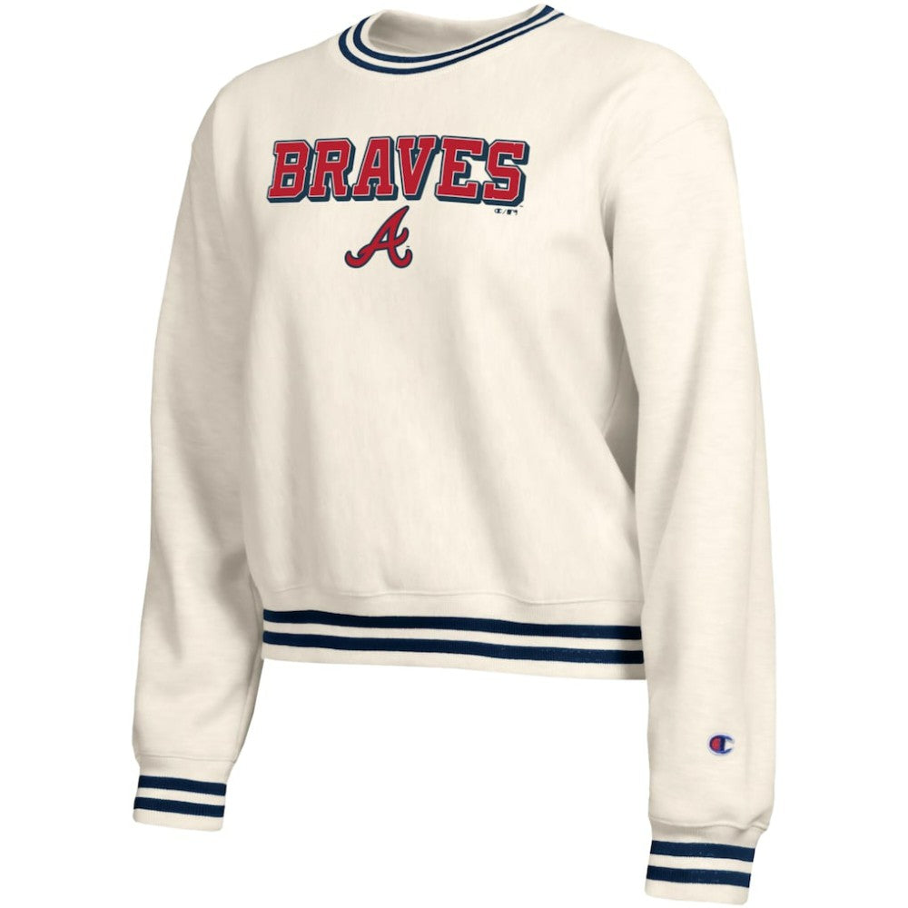 Atlanta Braves Champion Women's Reverse Weave Sweatshirt Cream