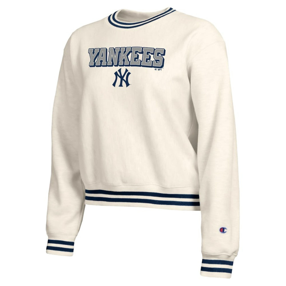 New York Yankees Champion Women's Reverse Weave Sweatshirt Cream