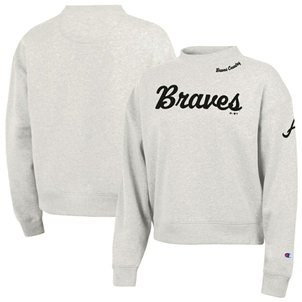 Atlanta Braves Champion Women's Triumph Tri-Blend Sweatshirt Stone
