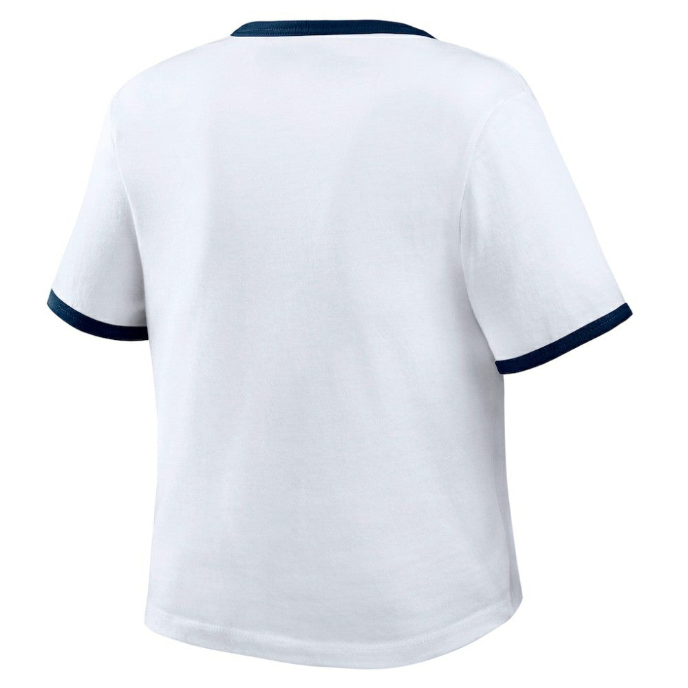 Atlanta Braves WEAR by Erin Andrews Women's Ringer Baby T-Shirt White