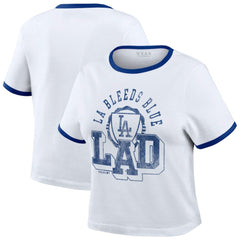 Los Angeles Dodgers WEAR by Erin Andrews Women's Ringer Baby T-Shirt White