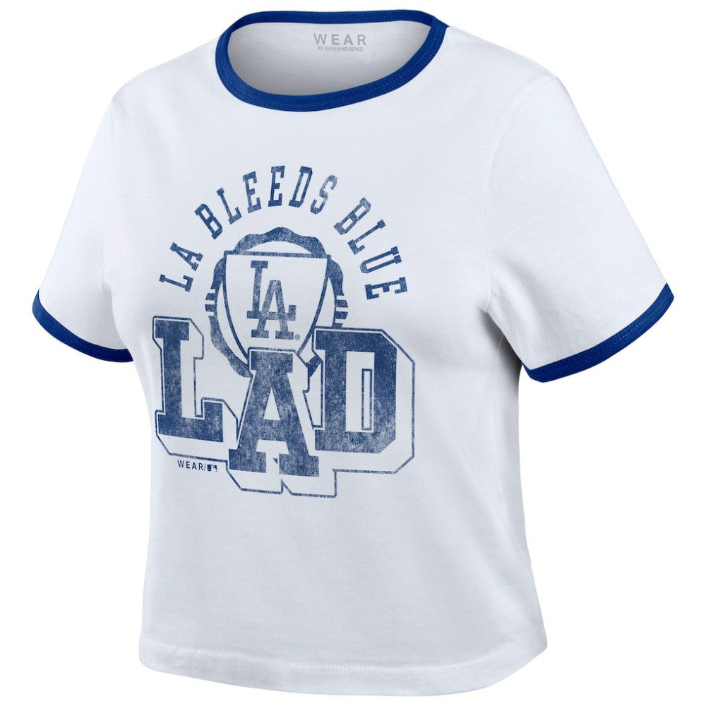 Los Angeles Dodgers WEAR by Erin Andrews Women's Ringer Baby T-Shirt White