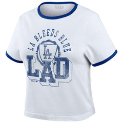 Los Angeles Dodgers WEAR by Erin Andrews Women's Ringer Baby T-Shirt White