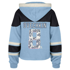 Alexander Ovechkin Washington Capitals '47 Women's Cherry Blossom Superior Lacer Cropped Pullover Hoodie Light Blue