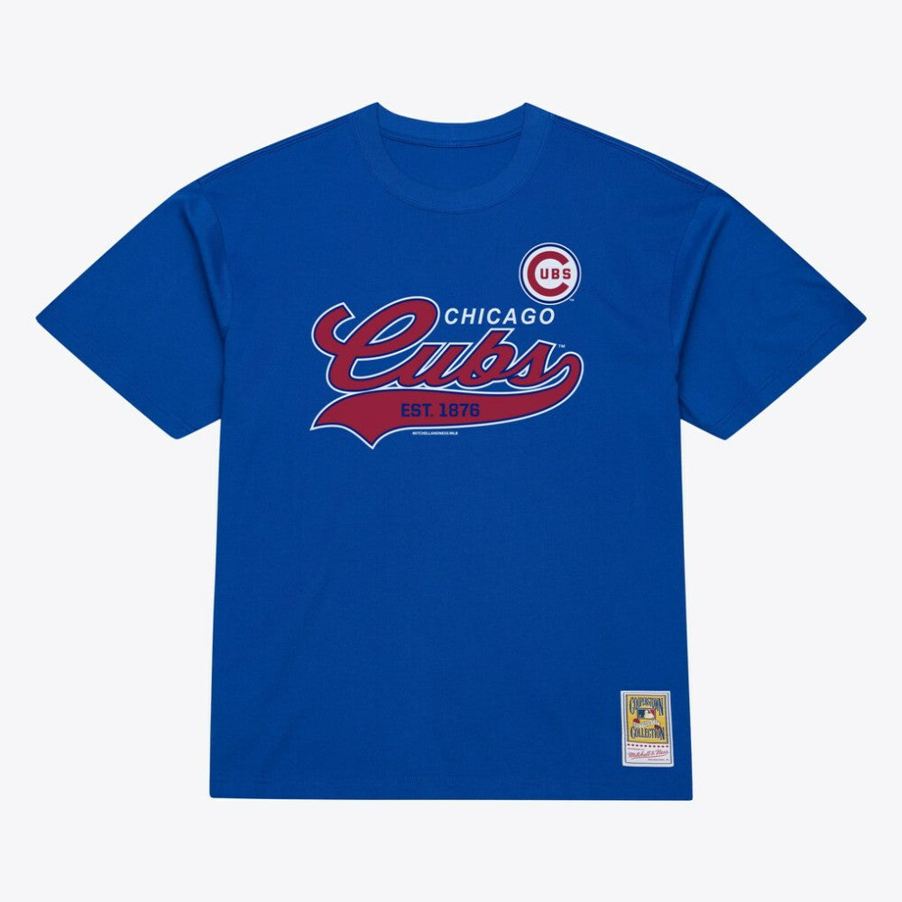 Chicago Cubs Script Sweep Arch T-Shirt Royal | Mitchell & Ness