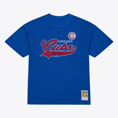 Chicago Cubs Script Sweep Arch T-Shirt Royal | Mitchell & Ness