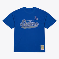 Los Angeles Dodgers Script Sweep Arch T-Shirt Royal | Mitchell & Ness
