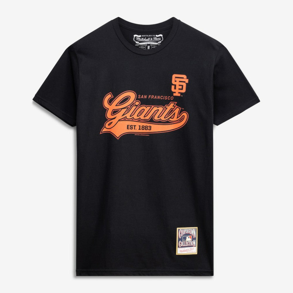 San Francisco Giants Script Sweep Arch T-Shirt Black | Mitchell & Ness