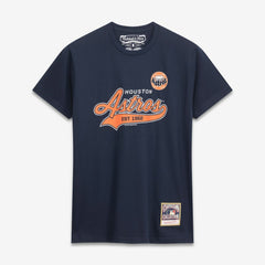 Houston Astros Script Sweep Arch T-Shirt Navy | Mitchell & Ness