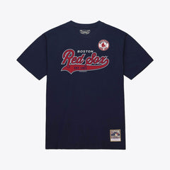 Boston Red Sox Script Sweep Arch T-Shirt Navy | Mitchell & Ness
