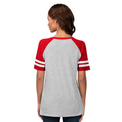 Cleveland Guardians G-III 4Her by Carl Banks Women's Goal Line Raglan V-Neck T-Shirt Heather Gray