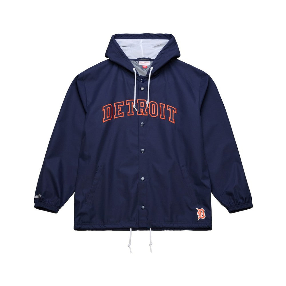 Detroit Tigers Full-Snap Hooded Coaches Jacket Navy | Mitchell & Ness