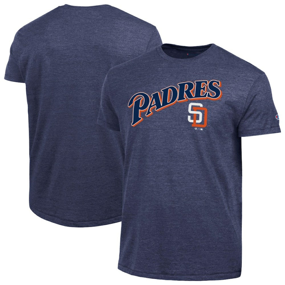 San Diego Padres Champion Cooperstown Wordmark Lockup Tri-Blend T-Shirt Navy