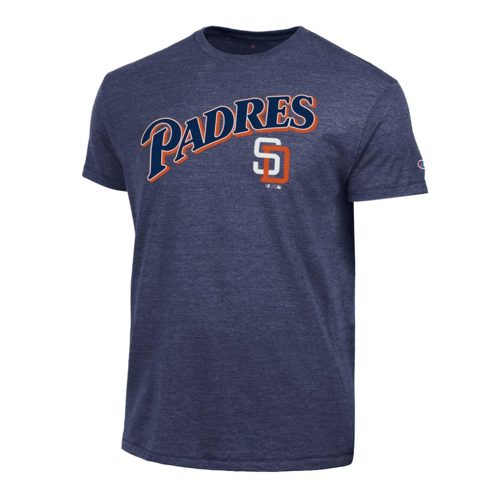 San Diego Padres Champion Cooperstown Wordmark Lockup Tri-Blend T-Shirt Navy