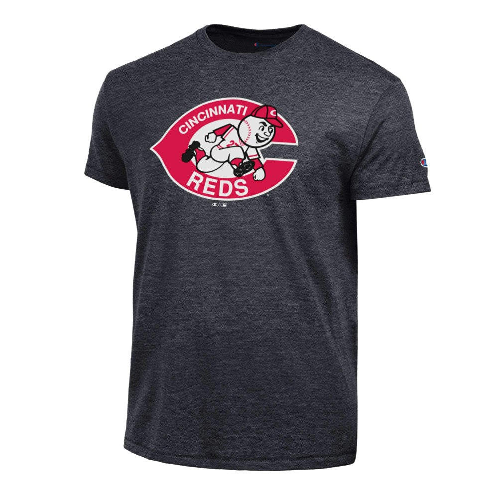 Cincinnati Reds Champion Cooperstown Logo Tri-Blend T-Shirt Black