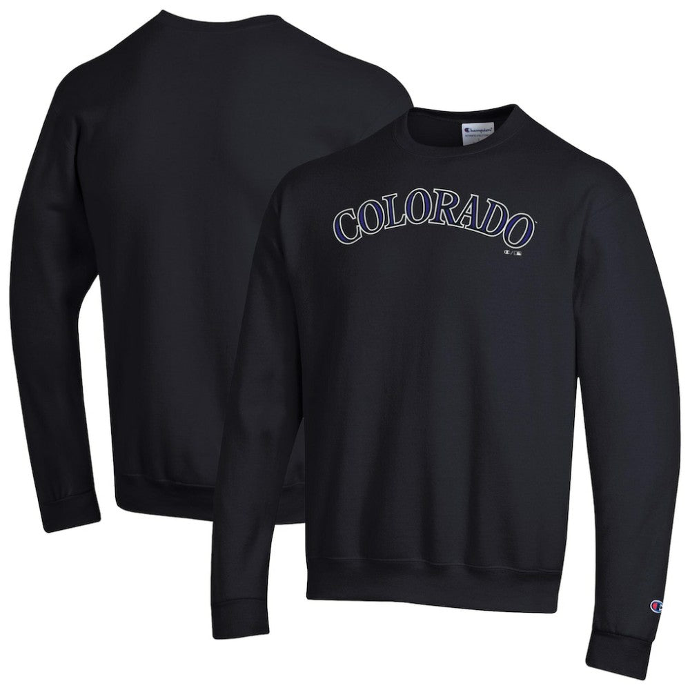Colorado Rockies Champion Powerblend Wordmark Sweatshirt Black