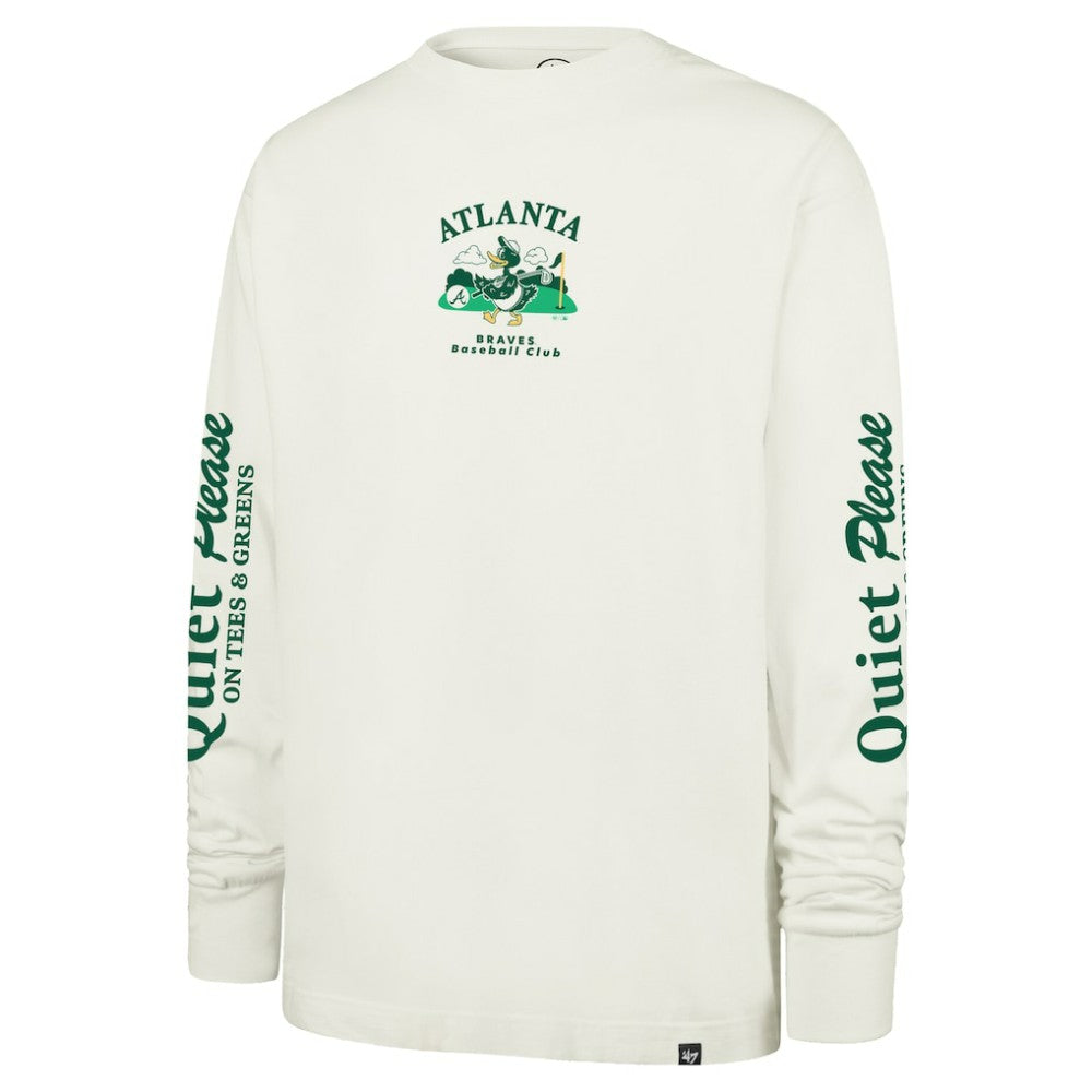 Atlanta Braves Quiet Please Foundation Long Sleeve T-Shirt Cream | 47 brand