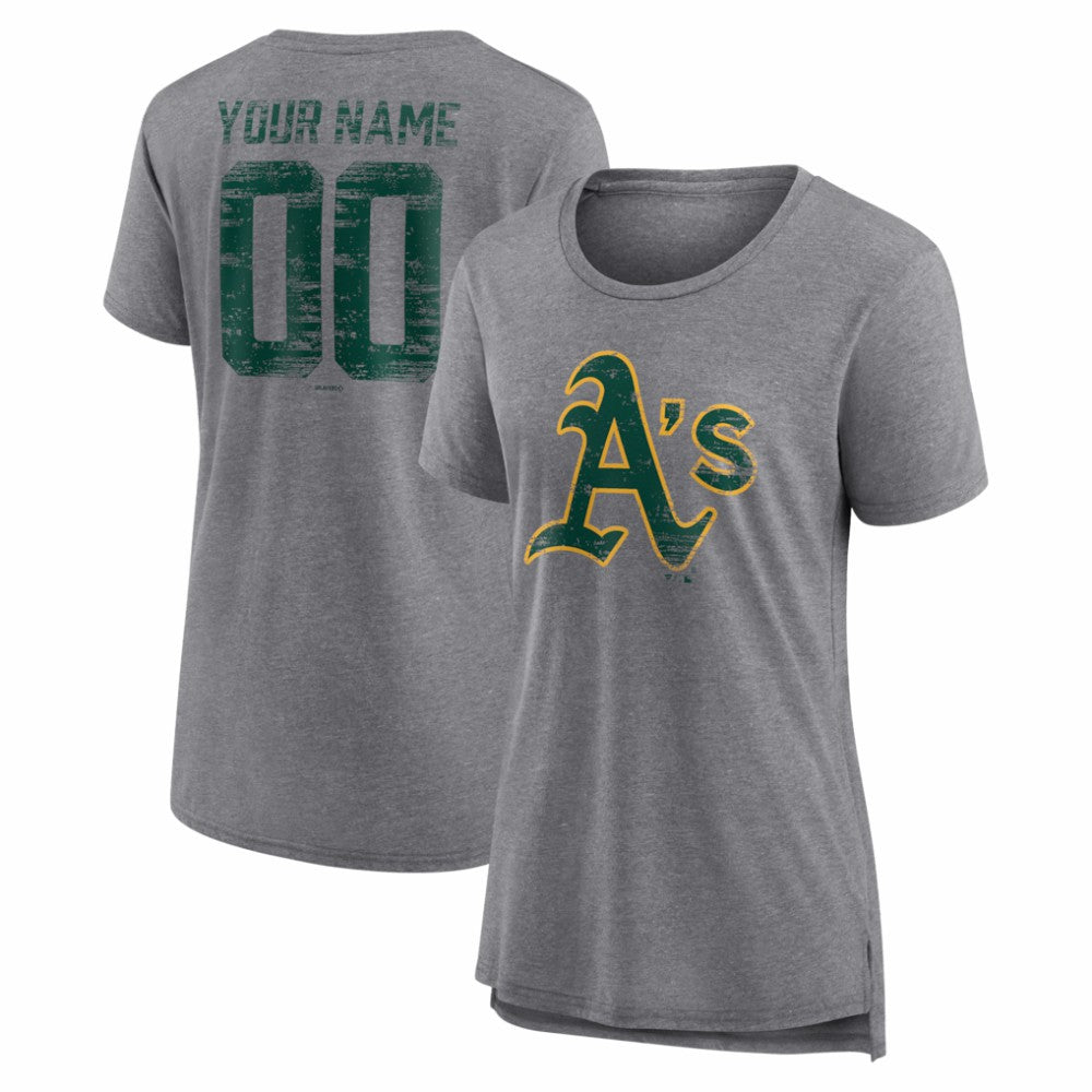 Athletics Women's Heritage Personalized Any Name & Number Tri-Blend T-Shirt Gray