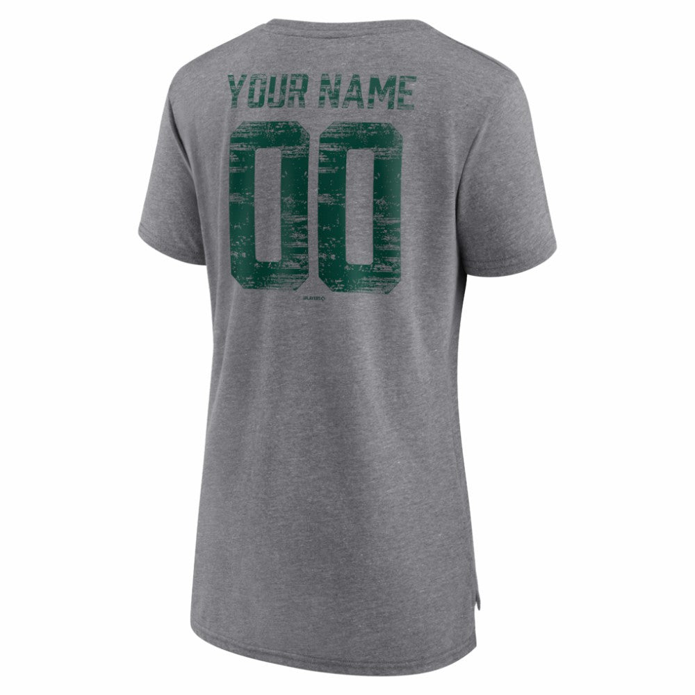 Athletics Women's Heritage Personalized Any Name & Number Tri-Blend T-Shirt Gray