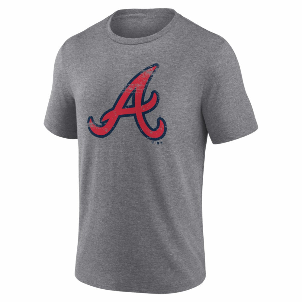 Atlanta Braves Heritage Personalized Any Name & Number Tri-Blend T-Shirt Gray