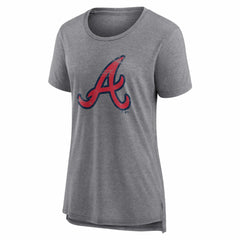 Atlanta Braves Women's Heritage Personalized Any Name & Number Tri-Blend T-Shirt Gray