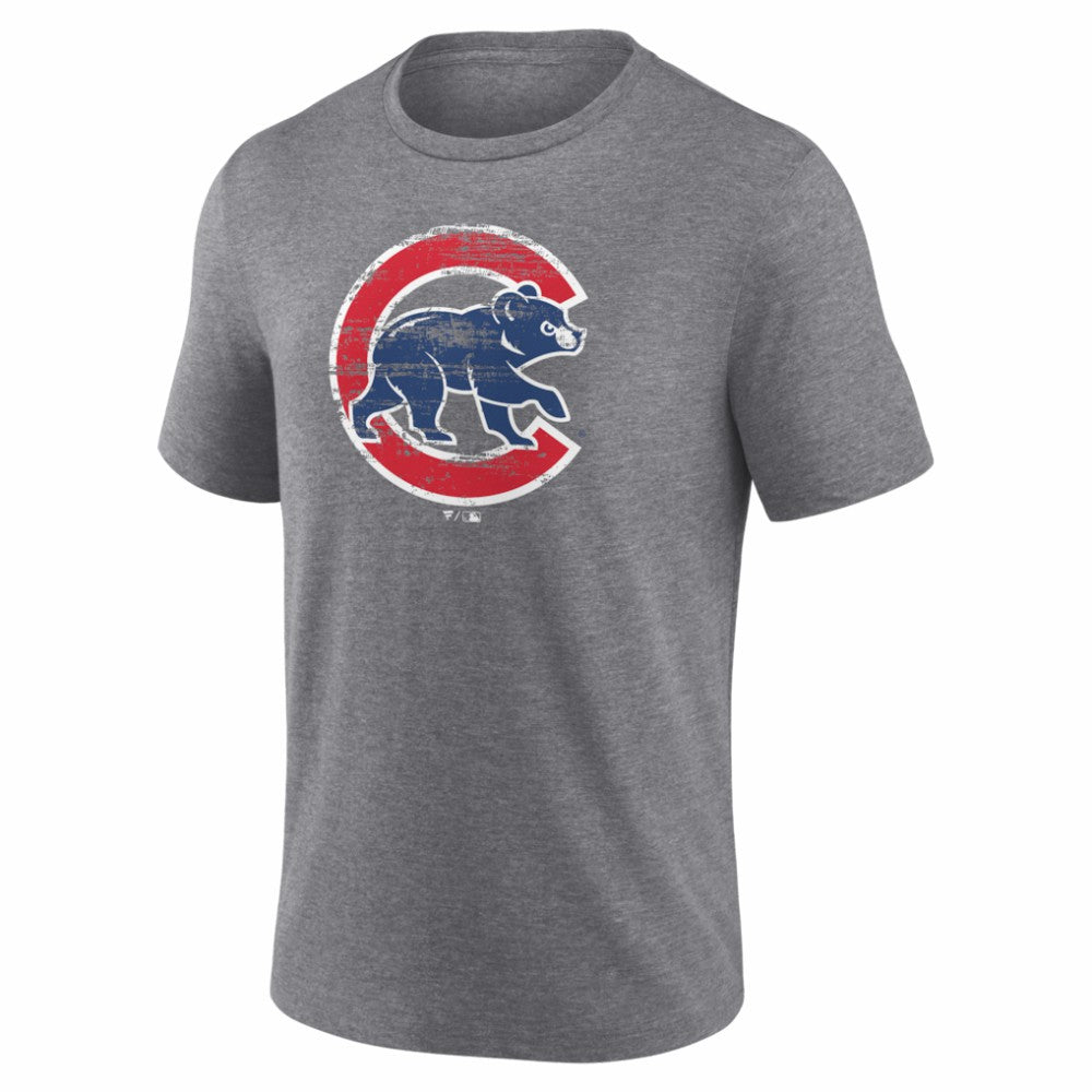 Chicago Cubs Heritage Personalized Any Name & Number Tri-Blend T-Shirt Gray