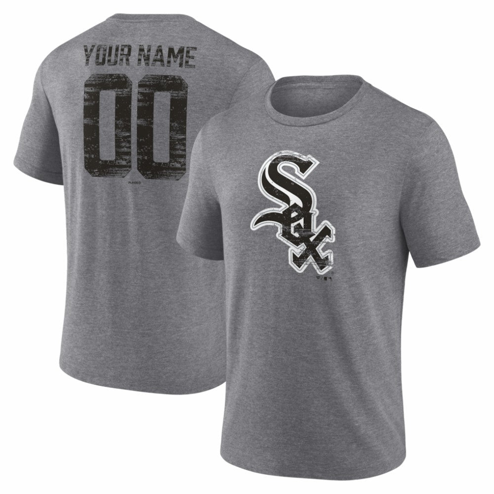 Chicago White Sox Heritage Personalized Any Name & Number Tri-Blend T-Shirt Gray