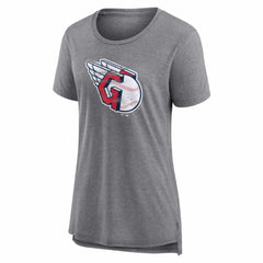 Cleveland Guardians Women's Heritage Personalized Any Name & Number Tri-Blend T-Shirt Gray