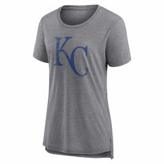 Kansas City Royals Women's Heritage Personalized Any Name & Number Tri-Blend T-Shirt Gray
