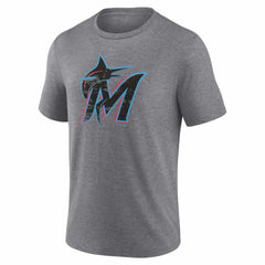 Miami Marlins Heritage Personalized Any Name & Number Tri-Blend T-Shirt Gray