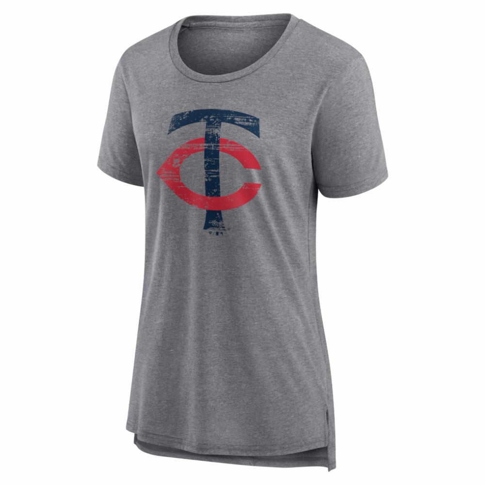 Minnesota Twins Women's Heritage Personalized Any Name & Number Tri-Blend T-Shirt Gray