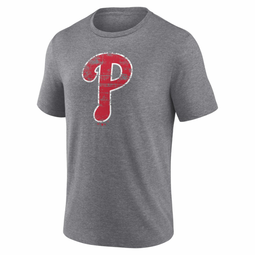 Philadelphia Phillies Heritage Personalized Any Name & Number Tri-Blend T-Shirt Gray