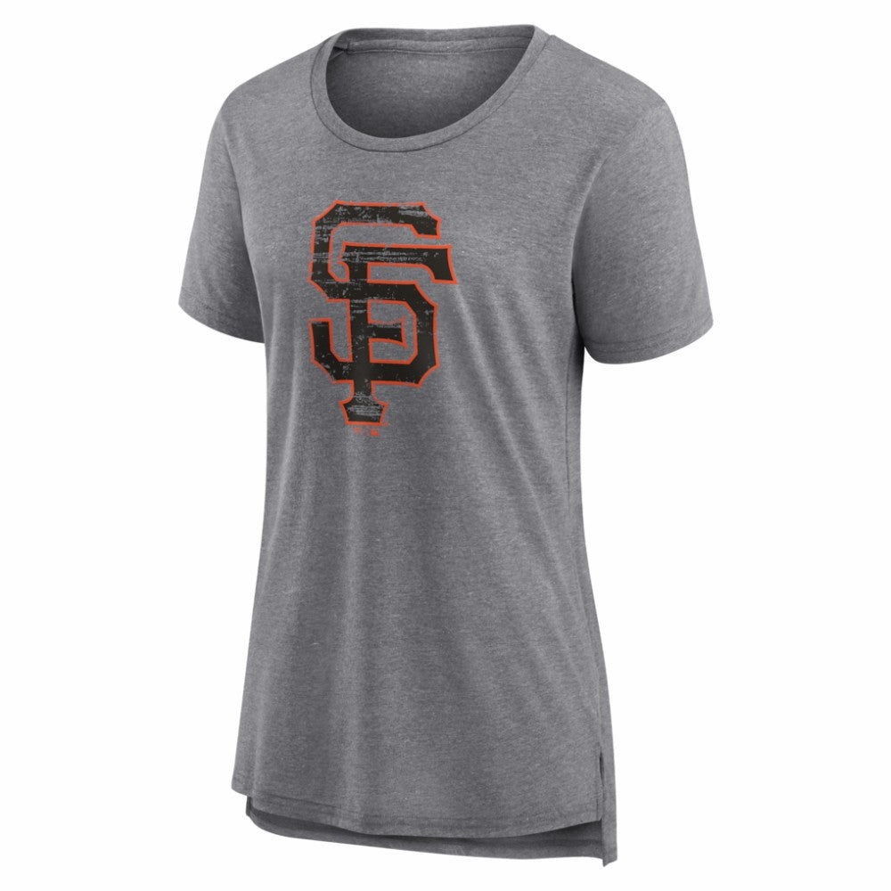 San Francisco Giants Women's Heritage Personalized Any Name & Number Tri-Blend T-Shirt Gray