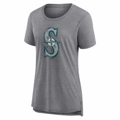 Seattle Mariners Women's Heritage Personalized Any Name & Number Tri-Blend T-Shirt Gray
