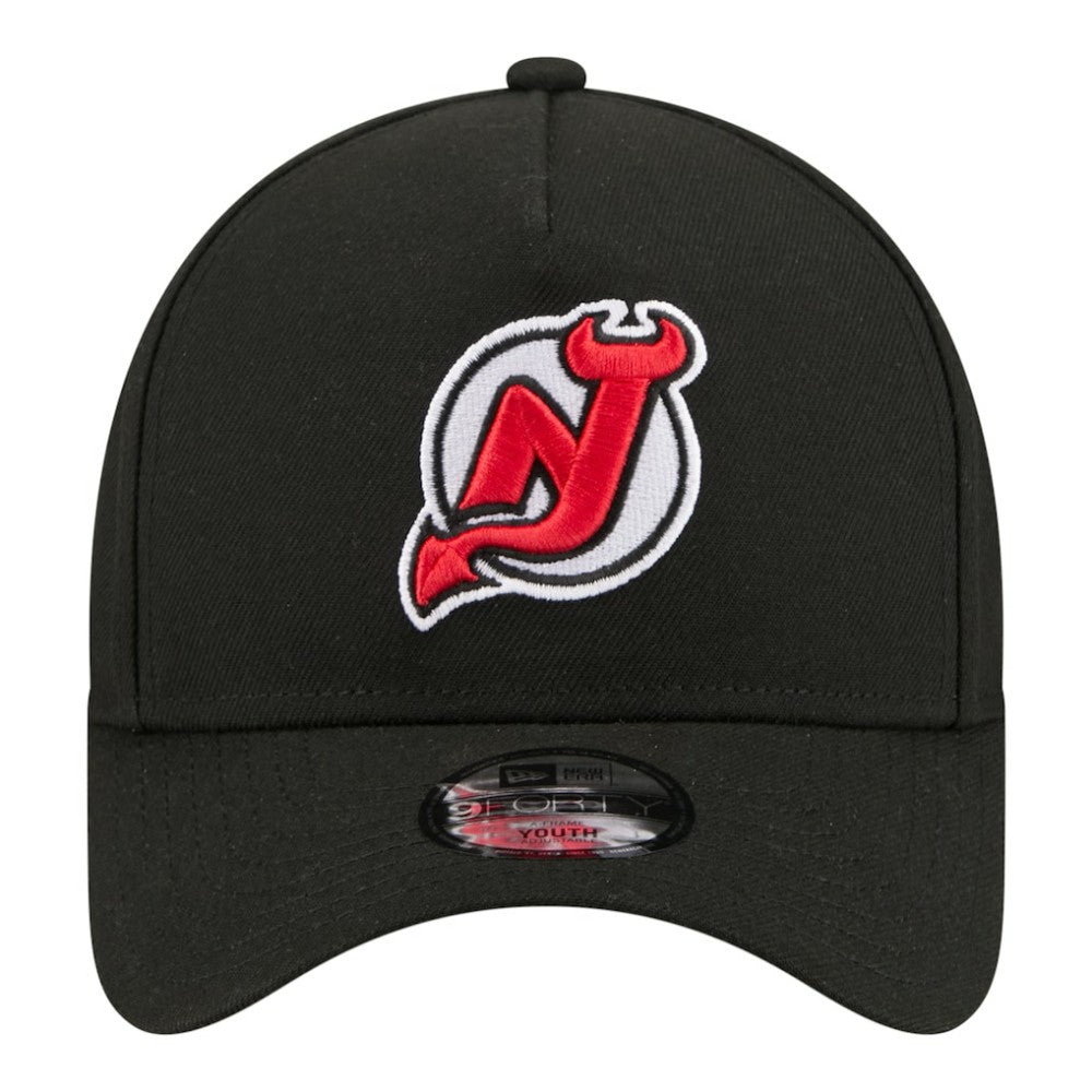 New Jersey Devils New Era Youth 9FORTY A-Frame Adjustable Hat Black