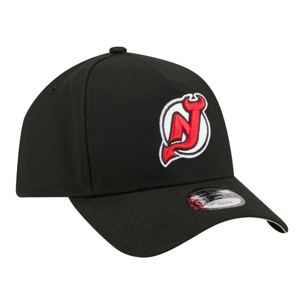 New Jersey Devils New Era Youth 9FORTY A-Frame Adjustable Hat Black