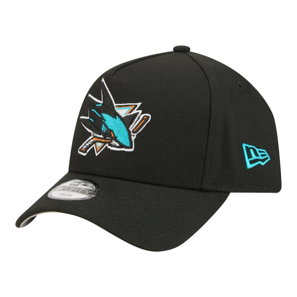 San Jose Sharks New Era Youth 9FORTY A-Frame Adjustable Hat Black
