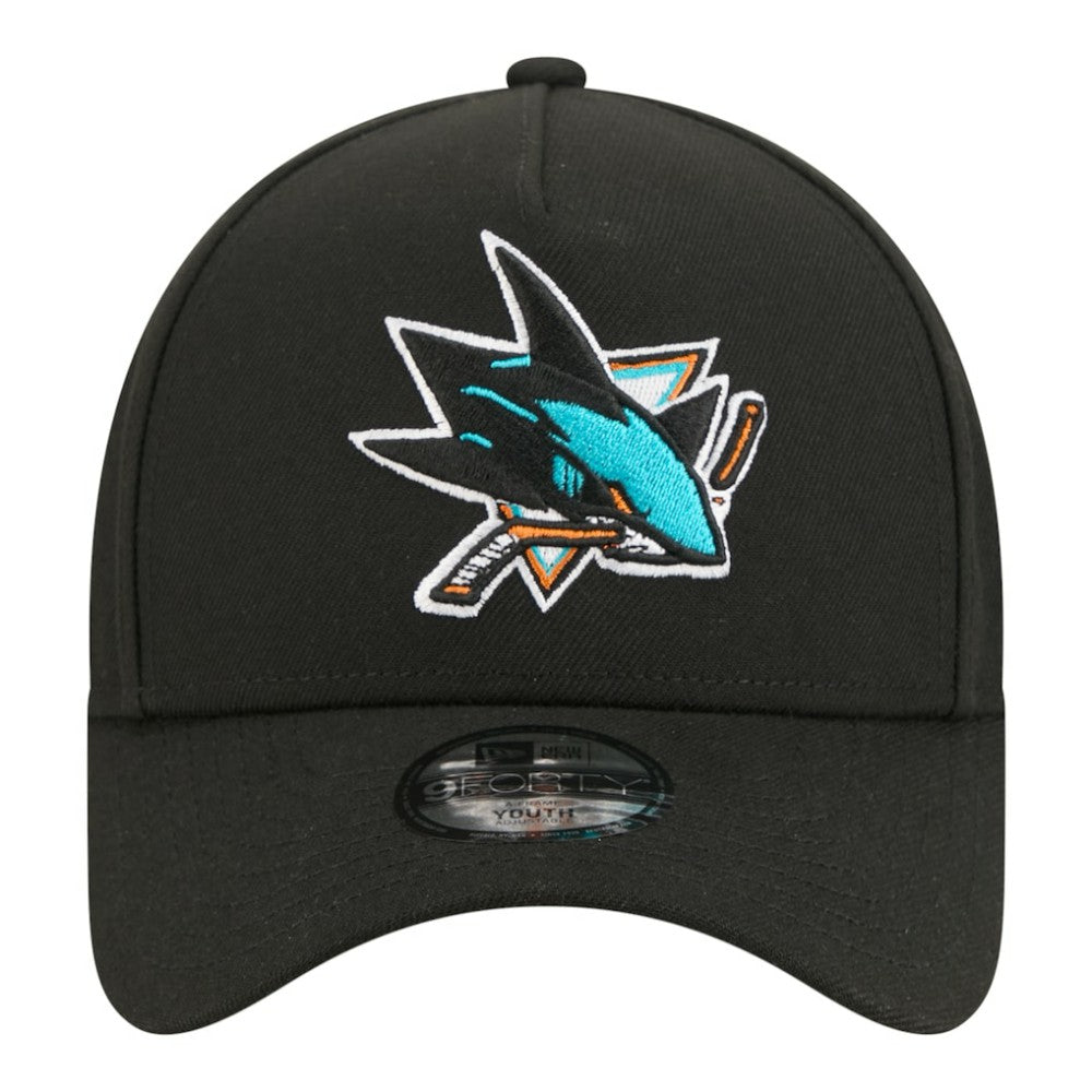 San Jose Sharks New Era Youth 9FORTY A-Frame Adjustable Hat Black