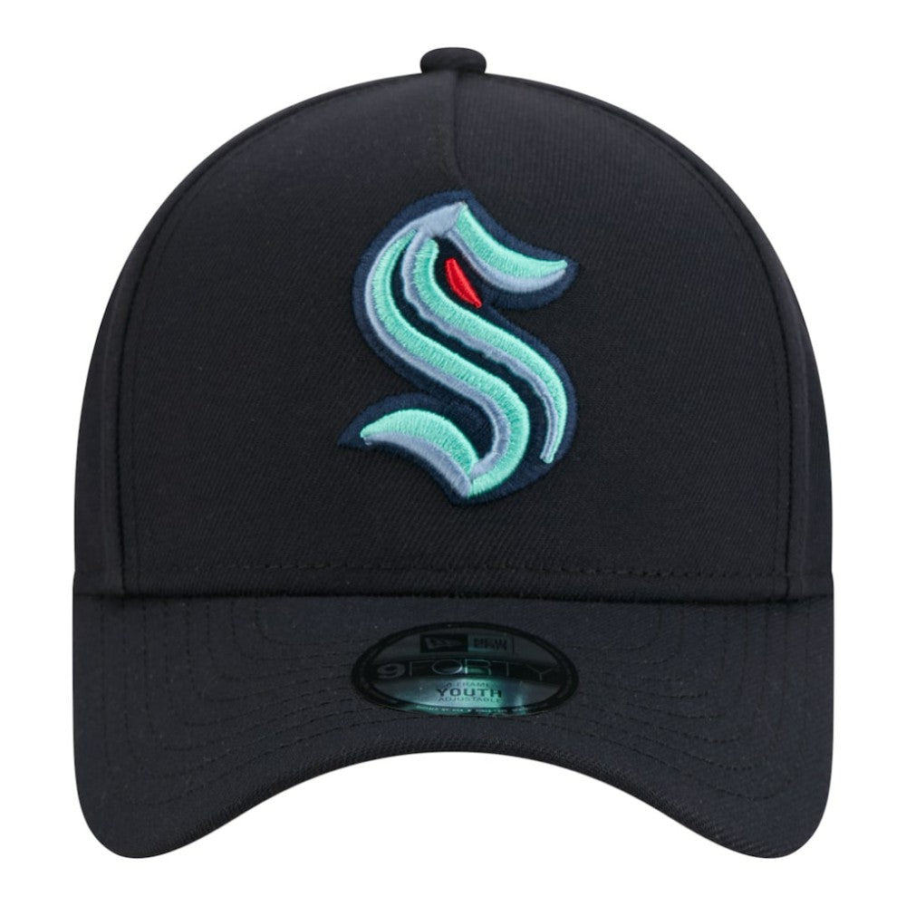 Seattle Kraken New Era Youth 9FORTY A-Frame Adjustable Hat Deep Sea Blue