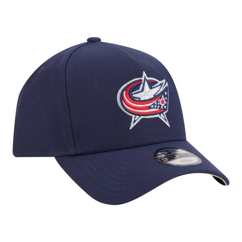Columbus Blue Jackets New Era Youth 9FORTY A-Frame Adjustable Hat Navy