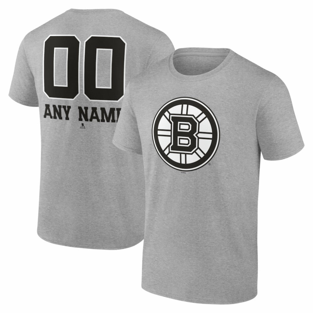 Boston Bruins Big & Tall Personalized Name & Number Monochrome T-Shirt Gray